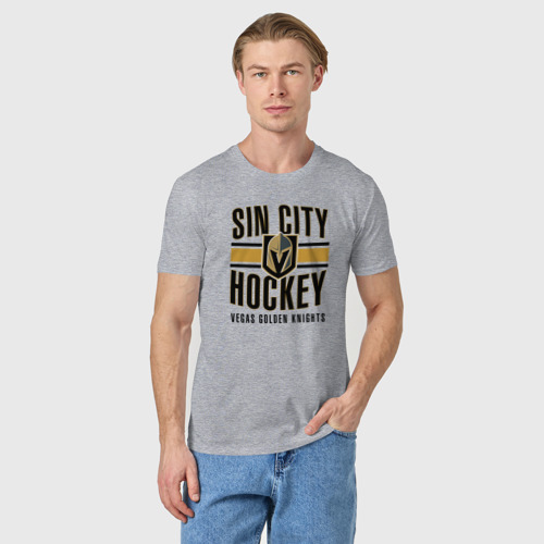 Мужская футболка хлопок Sin City Hockey, цвет меланж - фото 3