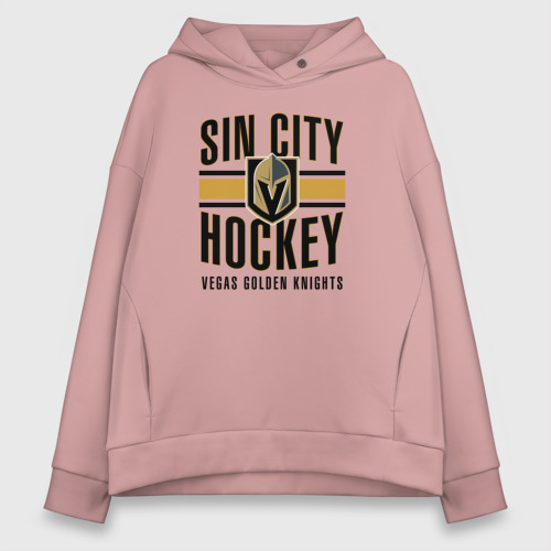 Женское худи Oversize хлопок Sin City Hockey, цвет пыльно-розовый