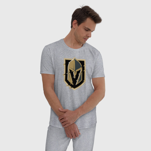 Мужская пижама хлопок Vegas Golden Knights, цвет меланж - фото 3