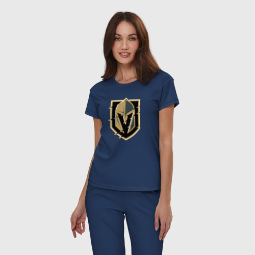 Женская пижама хлопок Vegas Golden Knights, цвет темно-синий - фото 3