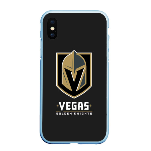 Чехол для iPhone XS Max матовый Vegas Golden Knights, цвет голубой