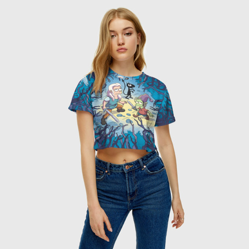 Женская футболка Crop-top 3D Disenchantment, цвет 3D печать - фото 3
