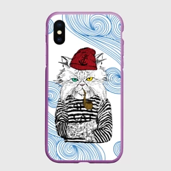 Чехол для iPhone XS Max матовый Лесной кот моряк