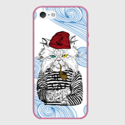 Чехол для iPhone 5/5S матовый Лесной кот моряк