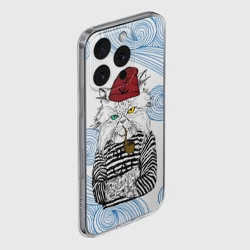 Чехол для iPhone 16 Pro Max силиконовый с защитой камеры Лесной кот моряк - фото 2