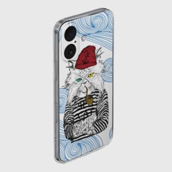 Чехол для iPhone 16 силиконовый с защитой камеры Лесной кот моряк - фото 2