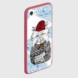 Чехол для iPhone 5/5S матовый Лесной кот моряк - фото 2