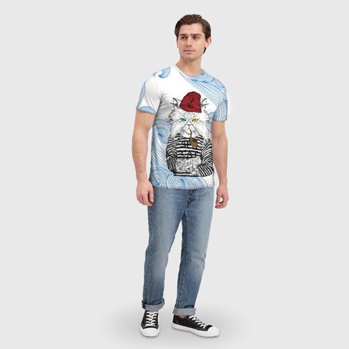 Мужская футболка 3D Лесной кот моряк - фото 5