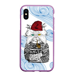 Чехол для iPhone XS Max матовый Лесной кот моряк