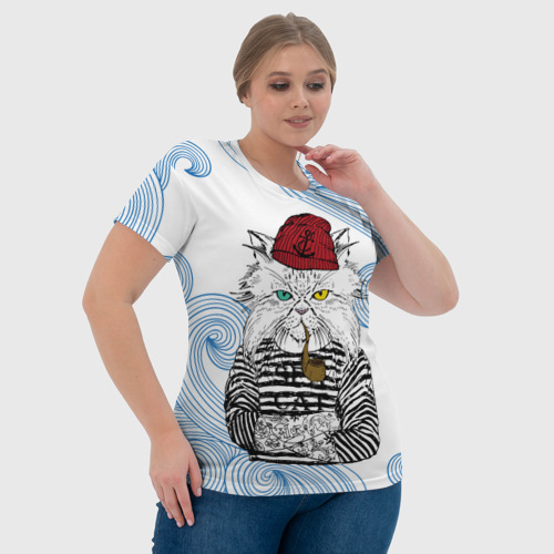 Женская футболка 3D Лесной кот моряк, цвет 3D печать - фото 6