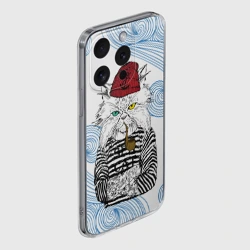 Чехол для iPhone 15 Pro силиконовый с защитой камеры Лесной кот моряк - фото 2