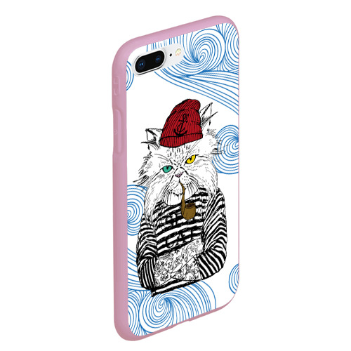 Чехол для iPhone 7Plus/8 Plus матовый Лесной кот моряк, цвет розовый - фото 3