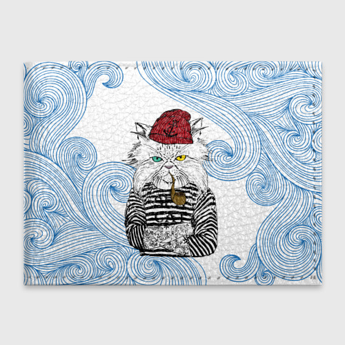 Обложка для студенческого билета Лесной кот моряк, цвет красный