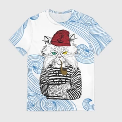 Мужская футболка 3D Лесной кот моряк