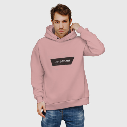 Мужское худи Oversize хлопок I am deviant Connor, цвет пыльно-розовый - фото 3