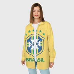 Женская рубашка oversize 3D Сборная Бразилии - фото 2