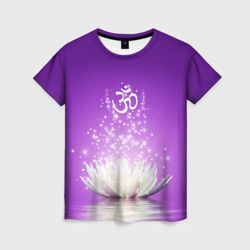 Женская футболка 3D с принтом Лотос просветления, вид спереди #2