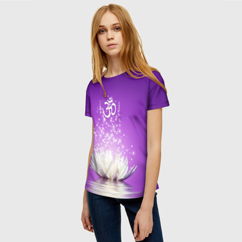 Женская футболка 3D с принтом Лотос просветления, фото на моделе #1