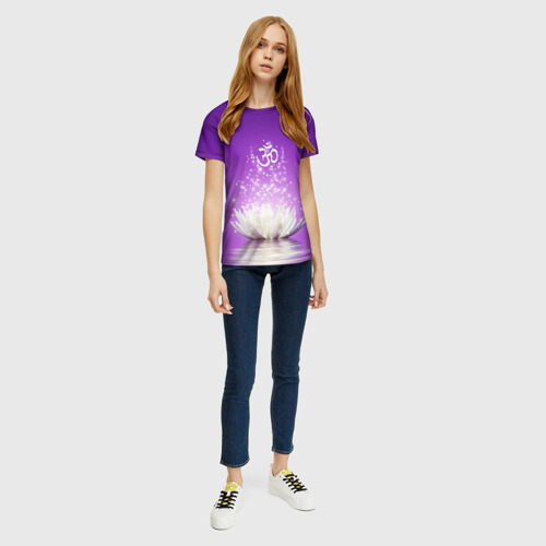 Женская футболка 3D с принтом Лотос просветления, вид сбоку #3