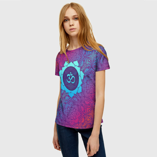 Женская футболка 3D с принтом Роскошный Ом, фото на моделе #1