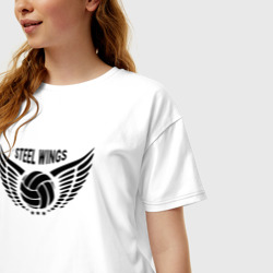 Женская футболка хлопок Oversize Steel wings - фото 2