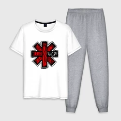 Мужская пижама с белой футболкой хлопок Red Hot Chili Peppers logo