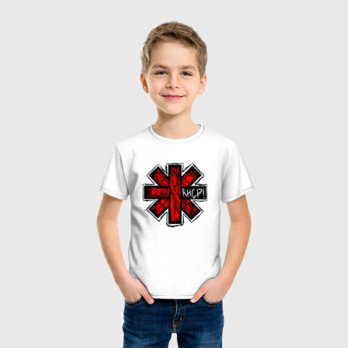 Детская футболка хлопок Red Hot Chili Peppers logo, цвет белый - фото 3