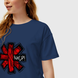 Женская футболка хлопок Oversize Red Hot Chili Peppers logo - фото 2