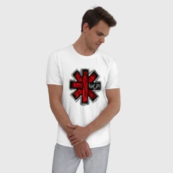 Мужская пижама с белой футболкой хлопок Red Hot Chili Peppers logo - фото 2