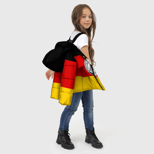 Зимняя куртка для девочек 3D Сборная Германии флаг, цвет светло-серый - фото 6