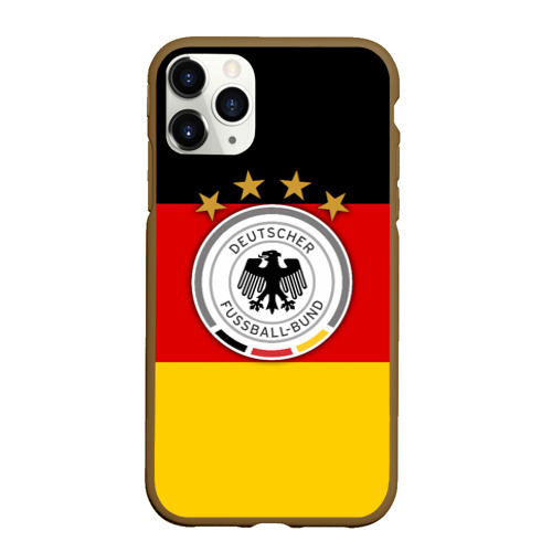 Чехол для iPhone 11 Pro Max матовый с принтом Сборная Германии флаг, вид спереди #2