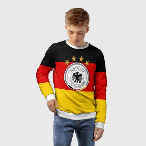 Детский свитшот 3D с принтом Сборная Германии флаг, фото на моделе #1