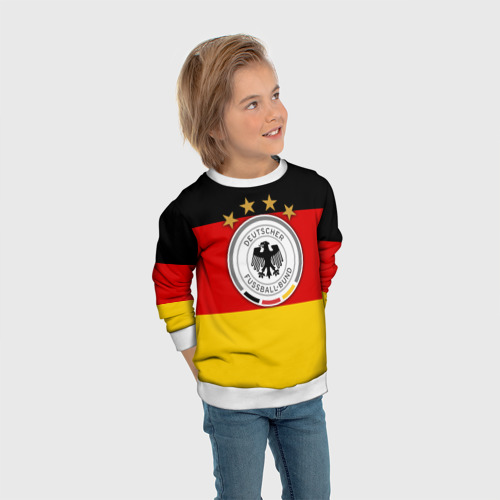 Детский свитшот 3D с принтом Сборная Германии флаг, вид сбоку #3