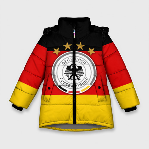 Зимняя куртка для девочек 3D Сборная Германии флаг, цвет светло-серый