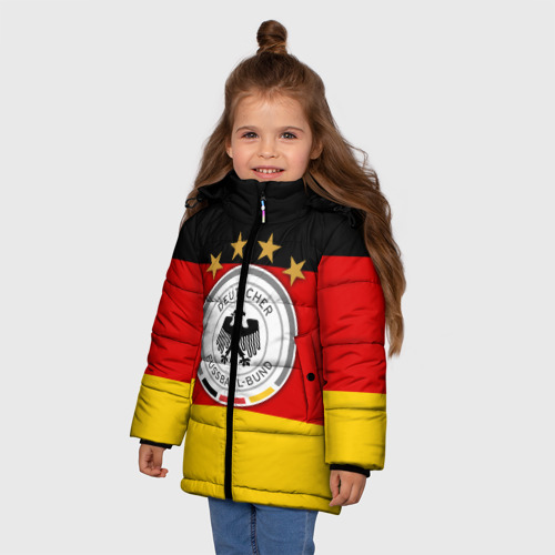 Зимняя куртка для девочек 3D Сборная Германии флаг, цвет светло-серый - фото 3