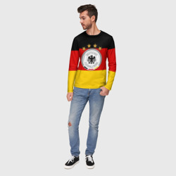 Лонгслив с принтом Сборная Германии флаг для мужчины, вид на модели спереди №3. Цвет основы: белый
