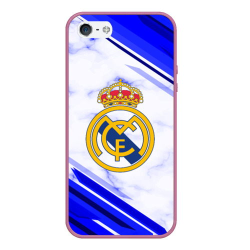 Чехол для iPhone 5/5S матовый Real Madrid, цвет розовый