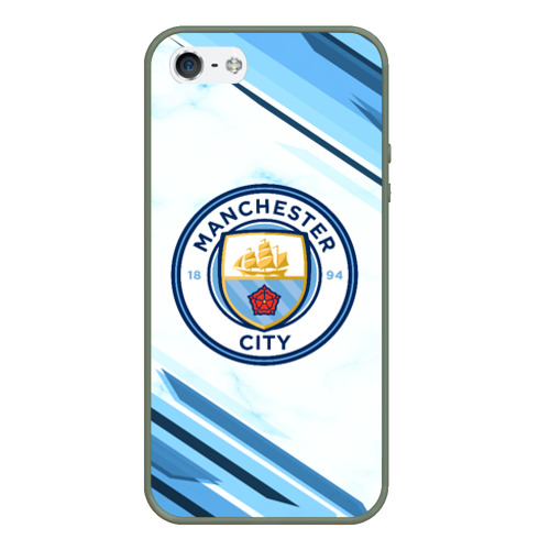 Чехол для iPhone 5/5S матовый Manchester city, цвет темно-зеленый