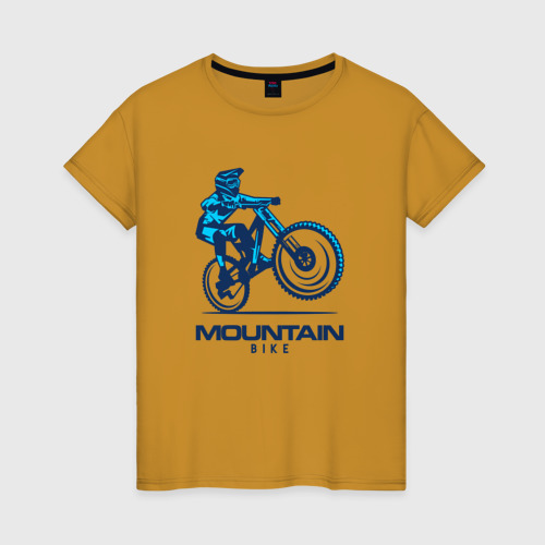 Женская футболка хлопок Велосипед, цвет горчичный