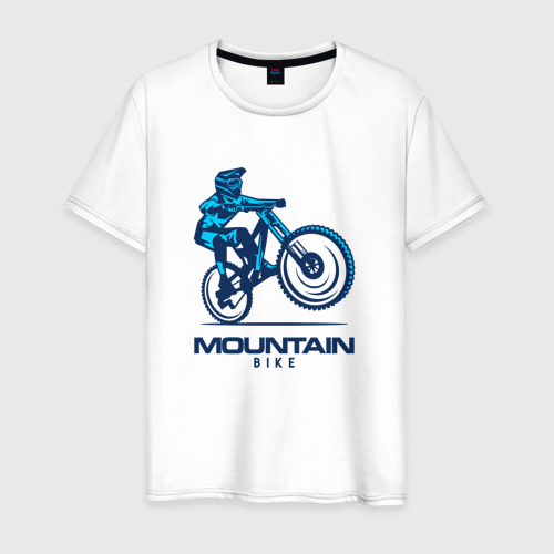 Мужская футболка из хлопка с принтом Велосипед, вид спереди №1