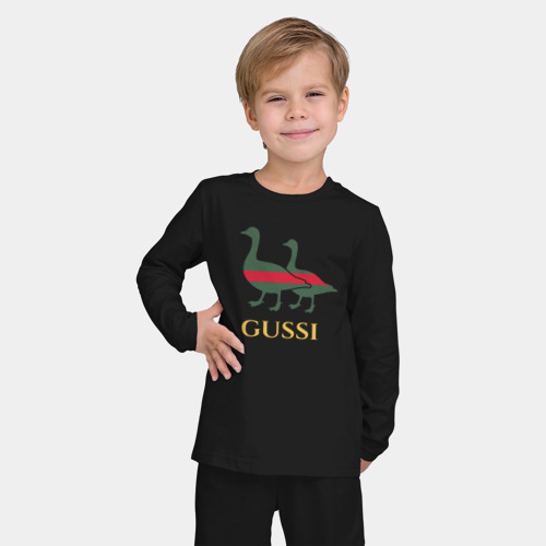 Детская пижама с лонгсливом хлопок Gussi GG, цвет черный - фото 3
