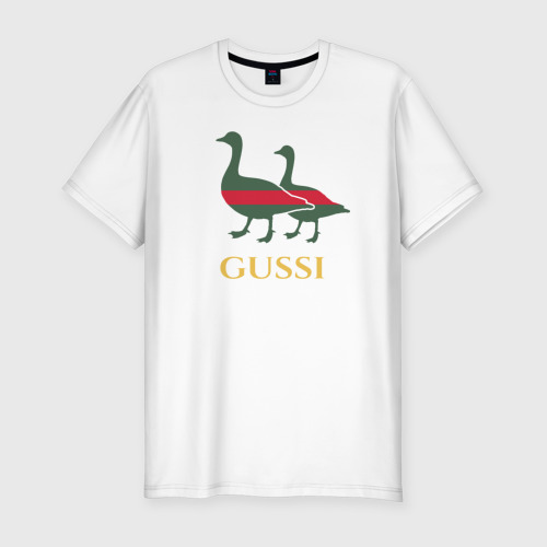 Мужская футболка хлопок Slim Gussi GG, цвет белый