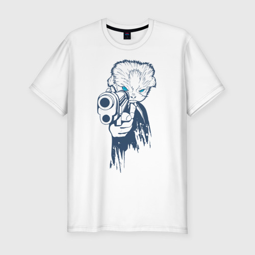 Мужская футболка хлопок Slim Кот с пистолетом