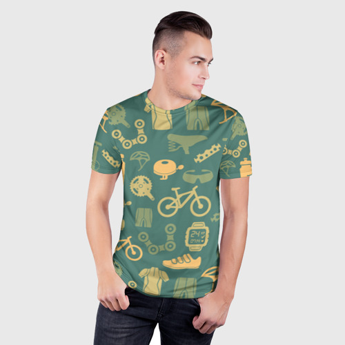 Мужская футболка 3D Slim Велосипедист, цвет 3D печать - фото 3