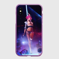 Чехол для iPhone XS Max матовый Девушка с розовыми волосами на пилоне