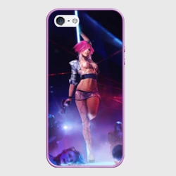 Чехол для iPhone 5/5S матовый Девушка с розовыми волосами на пилоне - Киберпанк 2077