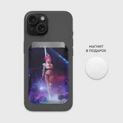 Картхолдер Magsafe магнитный Девушка с розовыми волосами на пилоне - фото 2