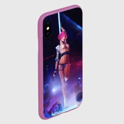 Чехол для iPhone XS Max матовый Девушка с розовыми волосами на пилоне - фото 2