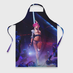 Фартук 3D Девушка с розовыми волосами на пилоне - Киберпанк 2077