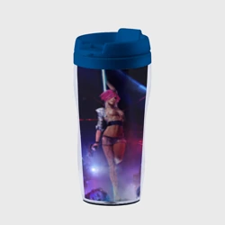 Термокружка-непроливайка Девушка с розовыми волосами на пилоне - Киберпанк 2077